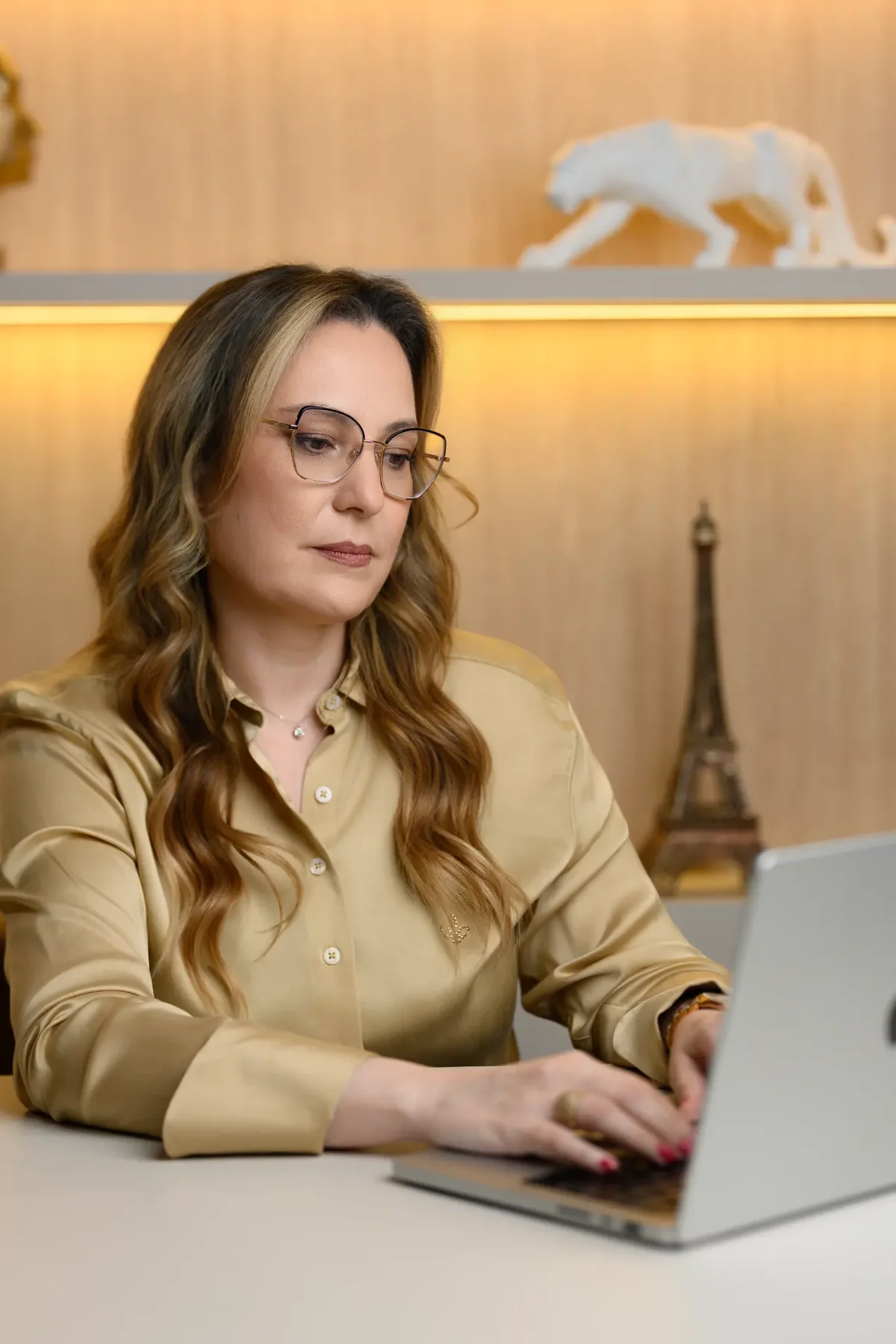 Dra. Fernanda trabalhando em seu consultório